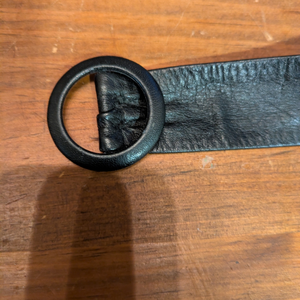 Astor Vintage Black Leather Belt,  Use For Cinched Waist Dresses And Shirts, M